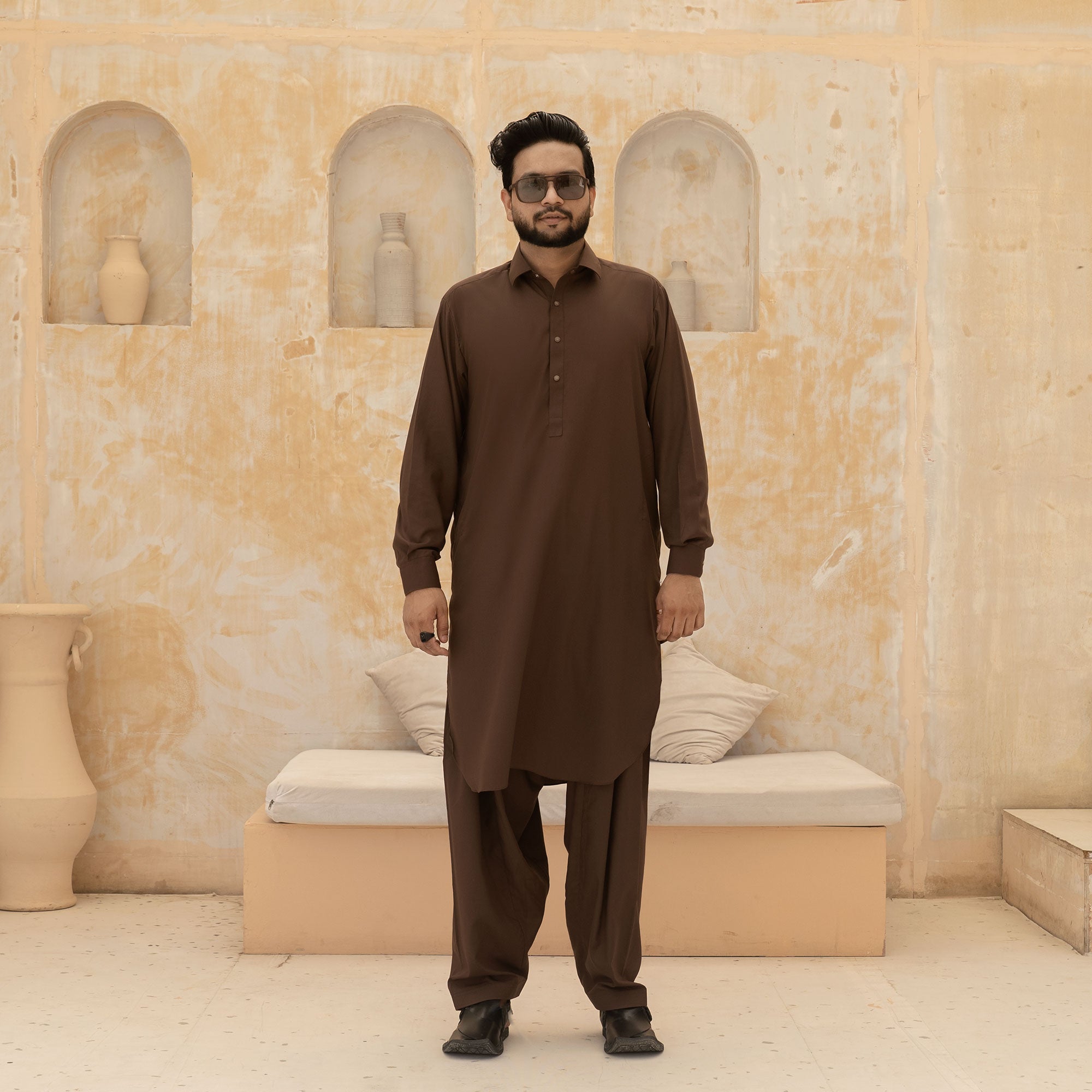 BROWN BLANDED KAMEEZ SHALWAR