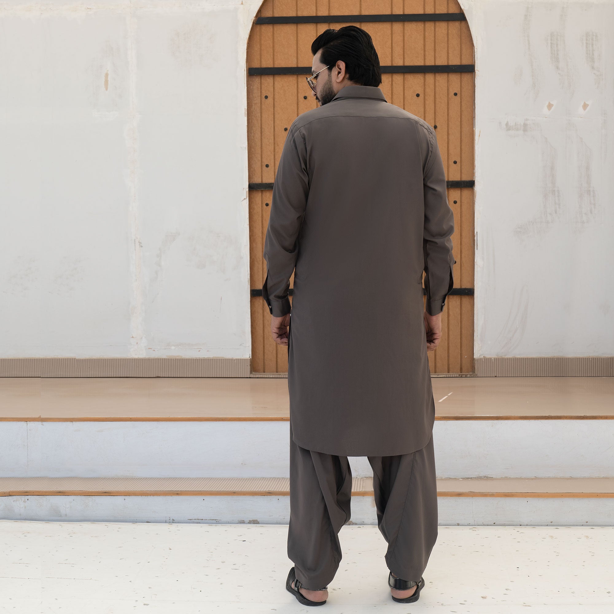 STONE-GREY BLANDED KAMEEZ SHALWAR