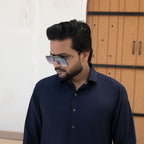 NEVY-BLUE BLANDED KAMEEZ SHALWAR