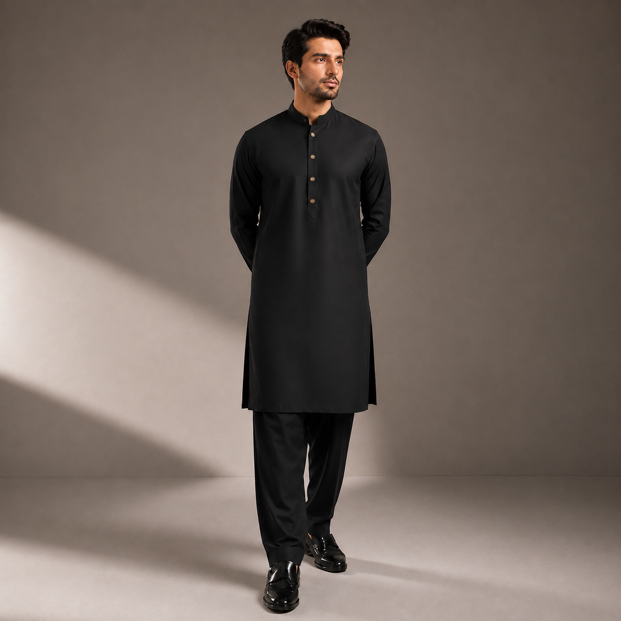 BLACK-PLAIN KURTA SHALWAR | PKS-101