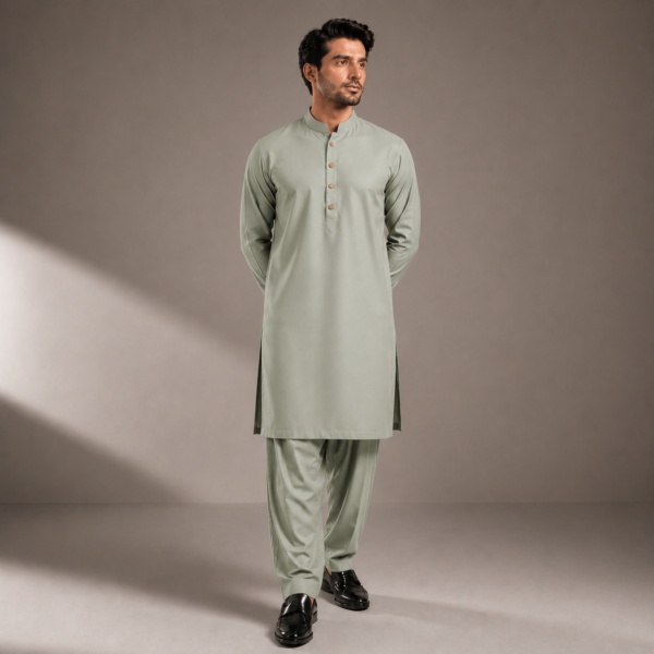 SAGE GREEN-PLAIN KURTA SHALWAR | PKS-101