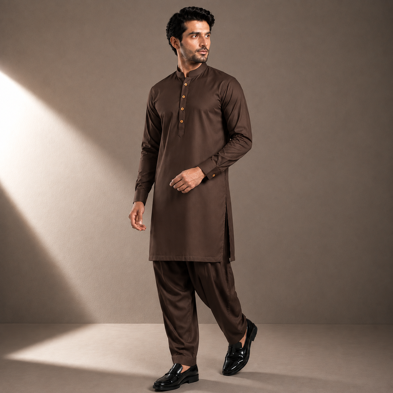 BROWN-PLAIN KURTA SHALWAR | PKS-101