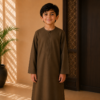 ChatGPT Image Aug 4, 2026, 07_21_22 AM ROUND-NECK MOULD-BROWN KIDS THOBE/JUBBAH