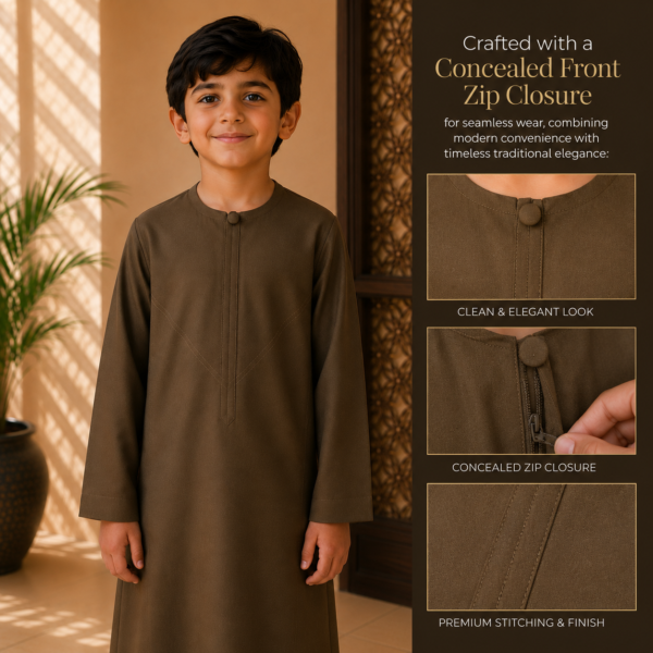 ChatGPT Image Jul 11, 2026, 08_49_43 PM ROUND-NECK MOULD-BROWN KIDS THOBE/JUBBAH