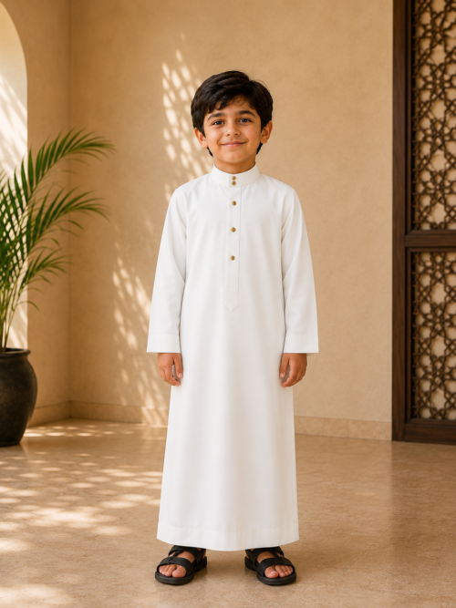 WHITE KIDS THOBE/JUBBAH