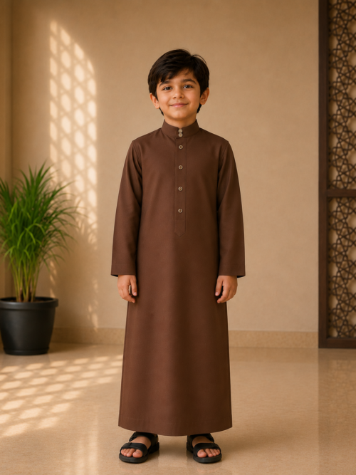 BROWN KIDS THOBE/JUBBAH