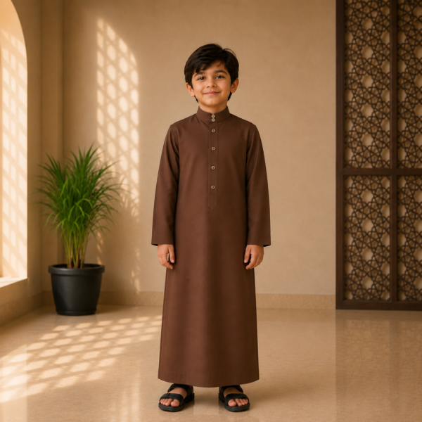 BROWN KIDS THOBE/JUBBAH