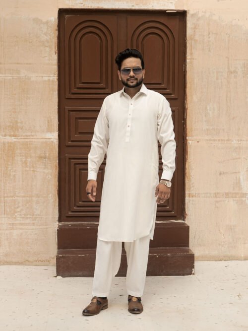 off-white blanded kameez shalwar