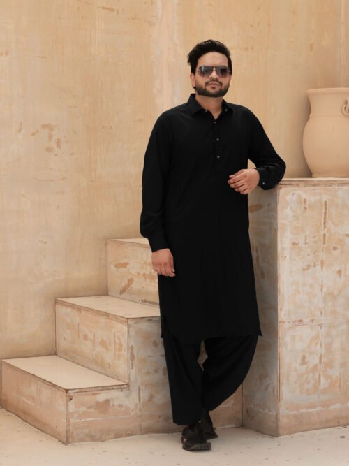 black blanded kameez shalwar